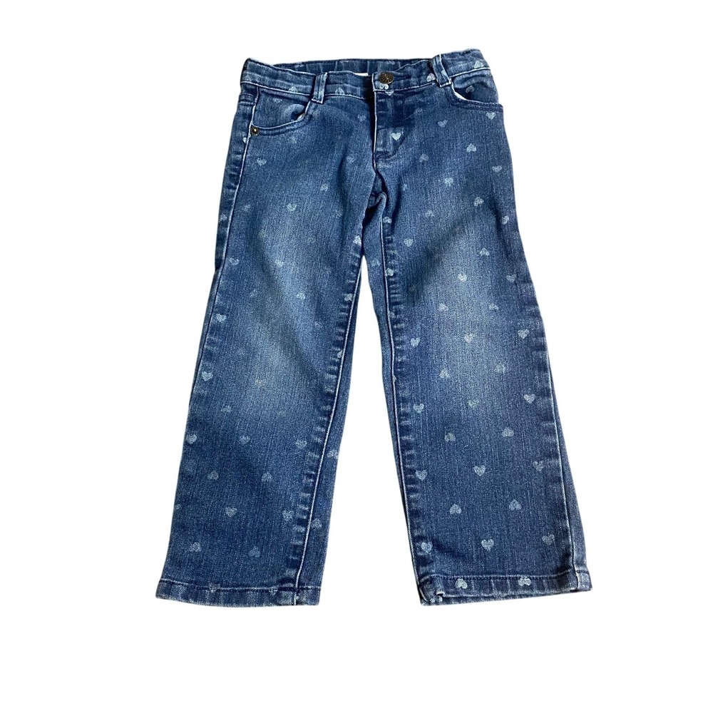 Crazy 8 dark‎ wash denim heart print toddler jeans SIZE 4T